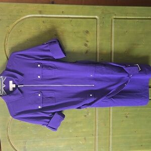MICHAEL KORS Purple Zip-Up Dress with Belt snaps pockets - womens size Large